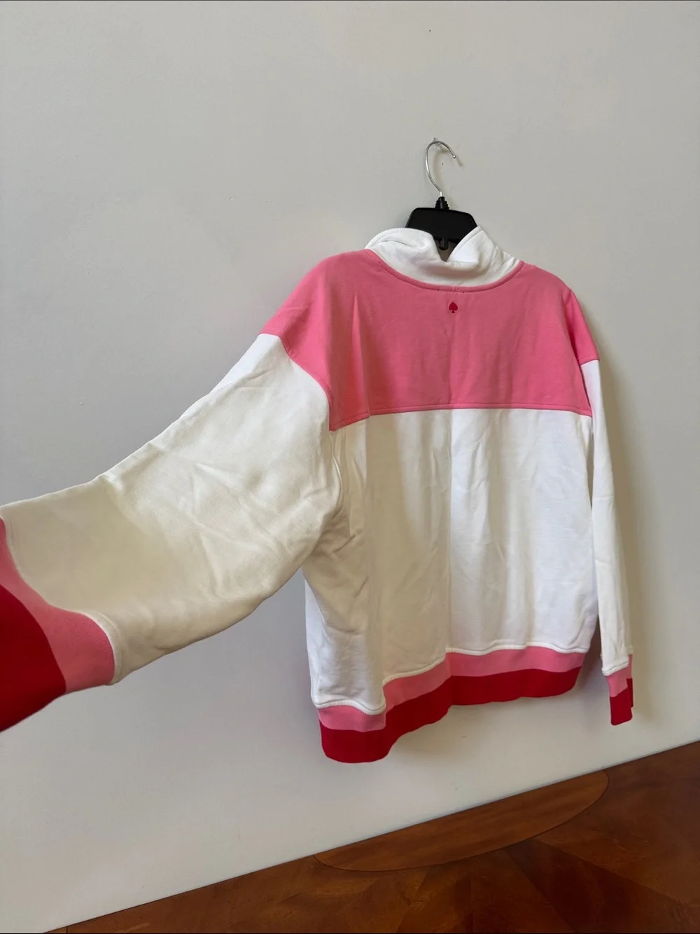 Kate spade ♠️White and Pink Strawberry Half-Zip Pullover Sweater,NWT 100 💯cotton